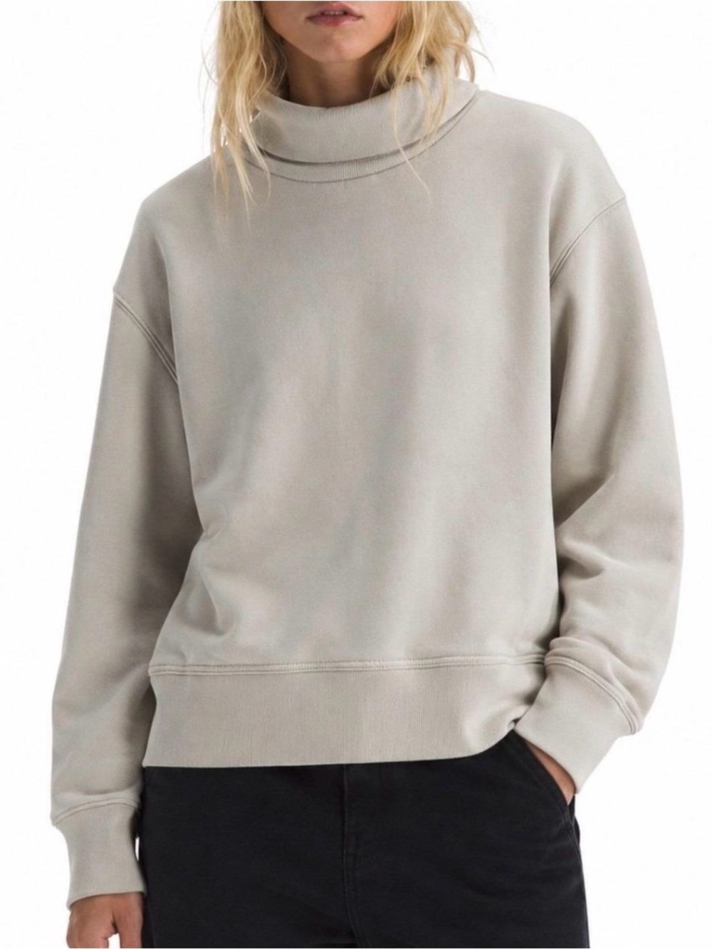 Zara Light Taupe Mock Neck Sweater